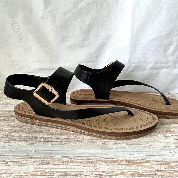 Weeboo Black Thong Sandals with Buckle, Flats, Size 9, Gladiator Style, EUC! - Picture 6 of 10